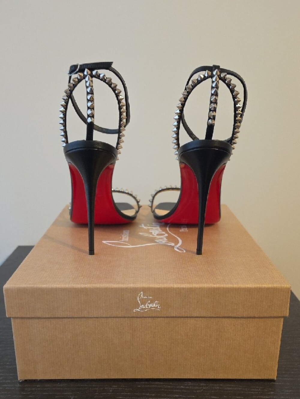 Christian Louboutin So Me 100mm Black Spike-Embellished Ankle-Tie Sandals - Picture 4 of 10